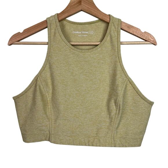 Outdoor Voices Size XL Heather Yellow Athena Crop Top High Neck Compression - Picture 1 of 4